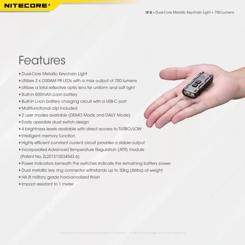 Nitecore TIP SE čierna ručná baterka LED
