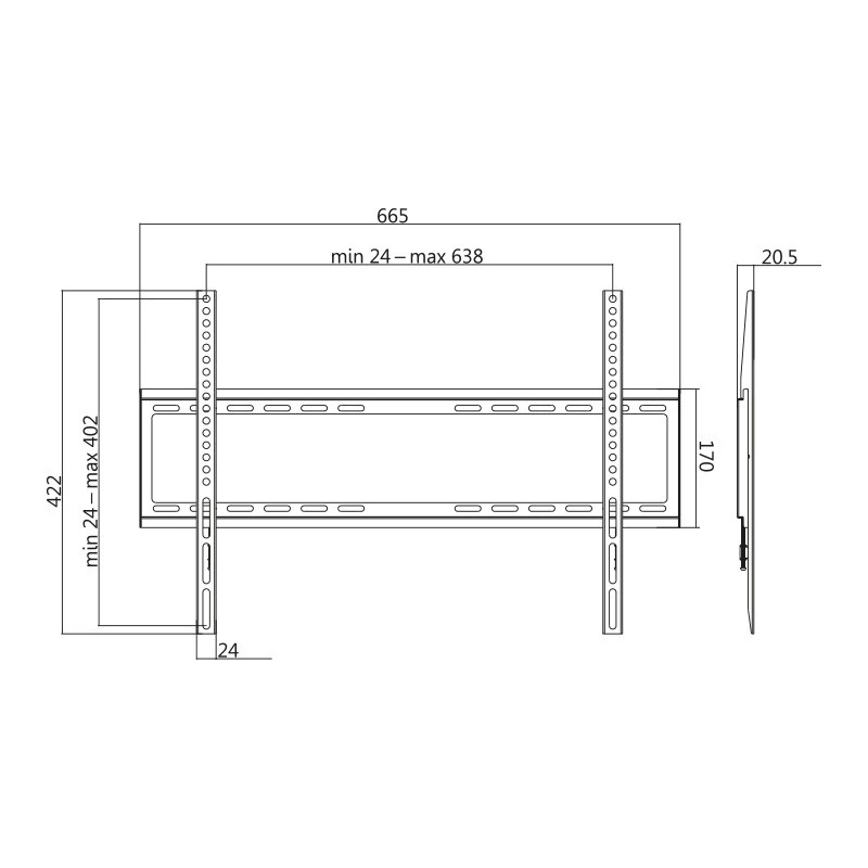 Držiak na TV LogiLink BP0038 177,8 cm (70 palcov) čierny ušľachtilá oceľ