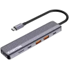 USB Type-C hub CANYON DS-17 — HDMI, USB 3.2 Gen 1 A, USB-C, MicroSD, 10000 Mbit/s, sivý
