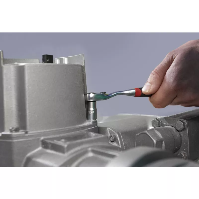 Wiha oboustranný račňový kľúč 3/8 push button a ball lock čierno-červený (45625)