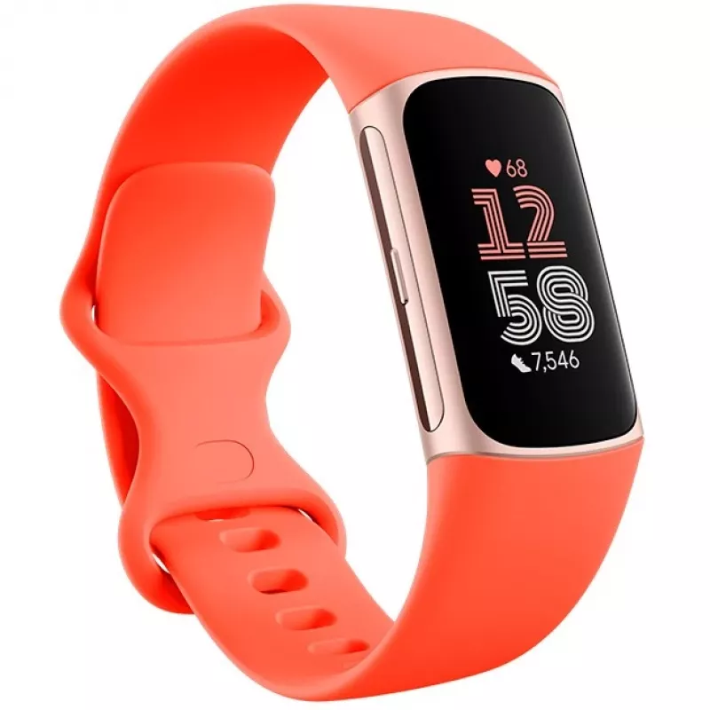 Fitbit Charge 6 - Champagne Gold hliník - merač aktivity s Infinity Band - silikón - koralová - NFC, Bluetooth - 37.64 g (40-56-7910)