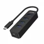 USB hub Unitek uHUB Q4 – 4-portový USB 3.2 Gen 1 (Type-A) hub, USB-C host, 5 Gbit/s, 10 W, čierny