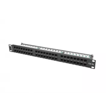 Patch panel LANBERG PPU5-1048-B 1U, 48 portov Cat5e, čierny, 445×102×44,5 mm