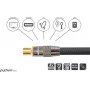 SAT anténny kábel, IEC/koaxiálny konektor samec na konektor samica pozlátený, tienenie 120 dB, 75 Ohm, nylonový oplet čierny, 1 m, séria PYTHON® (GC-M2011)
