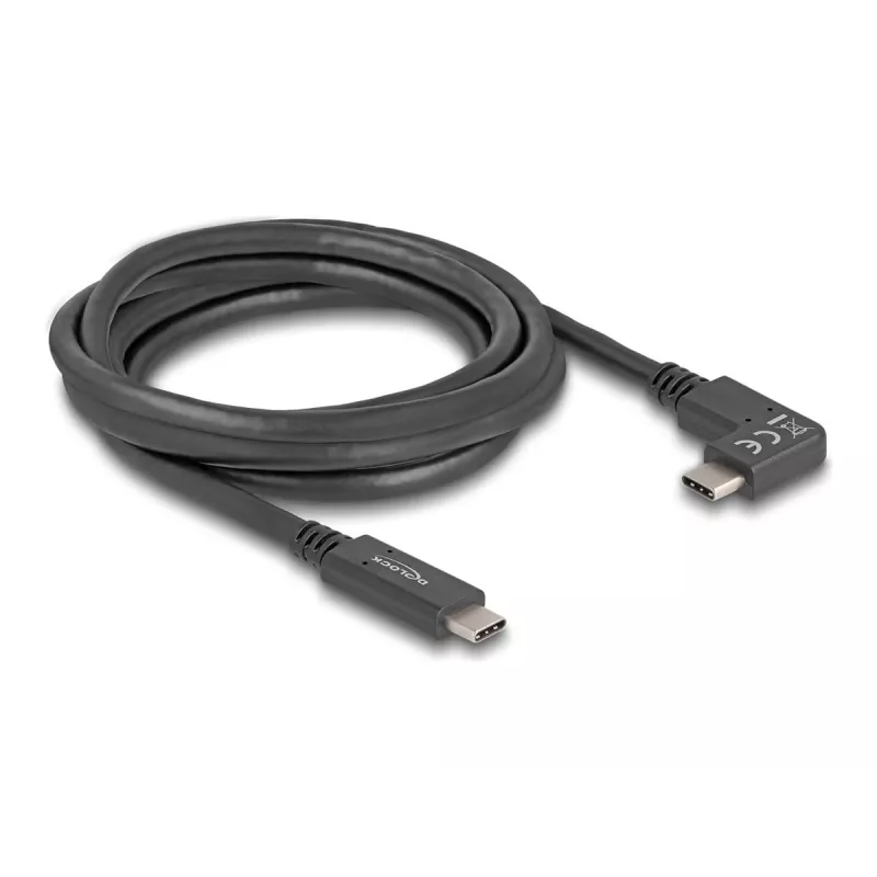 DeLOCK USB kábel USB Type-C samec na USB Type-C samec zahnutý 2 m 5 Gbit/s 4K PD 60 W