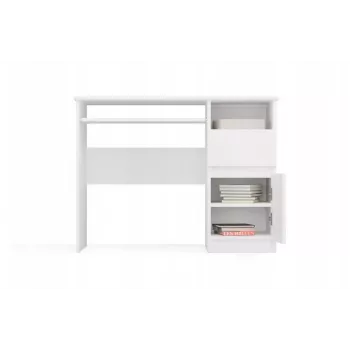 Doska stola e shop PORTO písací stôl pravý biela, obdĺžniková drevotriesková doska 985×510×755 mm, 1 zásuvka, výsuv na klávesnicu