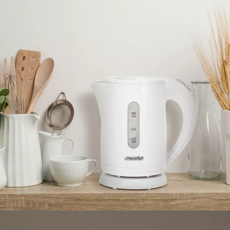 Mesko kanvica | MS 1376 | elektrická | 850 W | 0,8 L | plast | 360° otočná základňa | biela
