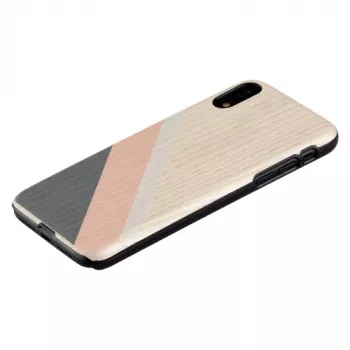 Puzdro na smartphone man and wood pre iPhone XR – ružový oblek s čiernymi akcentmi