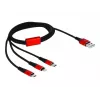DeLOCK - kábel len na nabíjanie - Lightning / USB - USB (M) na Micro-USB Type-B, Lightning, USB-C (M) - 1,0 m - tienený - čierny (85892)