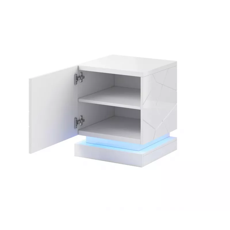 Sada nočných stolíkov cama meble QIU, 2 ks, MDF, biela vysoký lesk, 46×41,5×53 cm