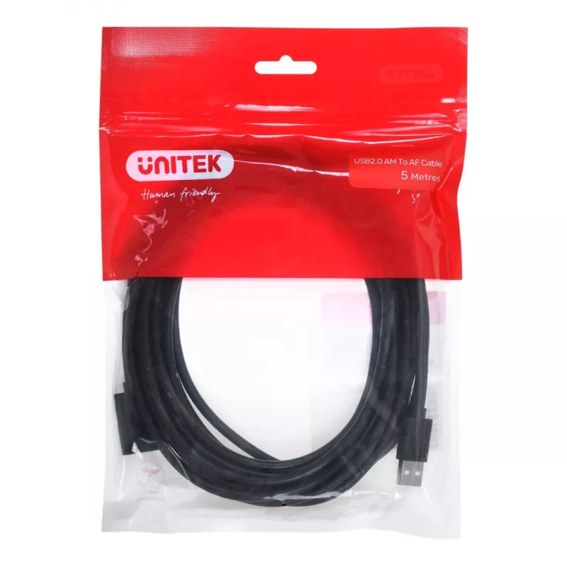 USB predlžovací kábel Unitek Y‑C418GBK 5 m USB A na USB A USB 2.0, čierny