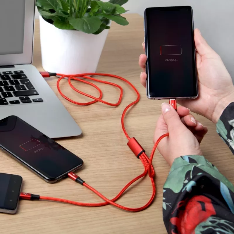 UNITEK C4049RD USB kábel 1,2 m USB A USB C/Micro-USB B/Lightning červený