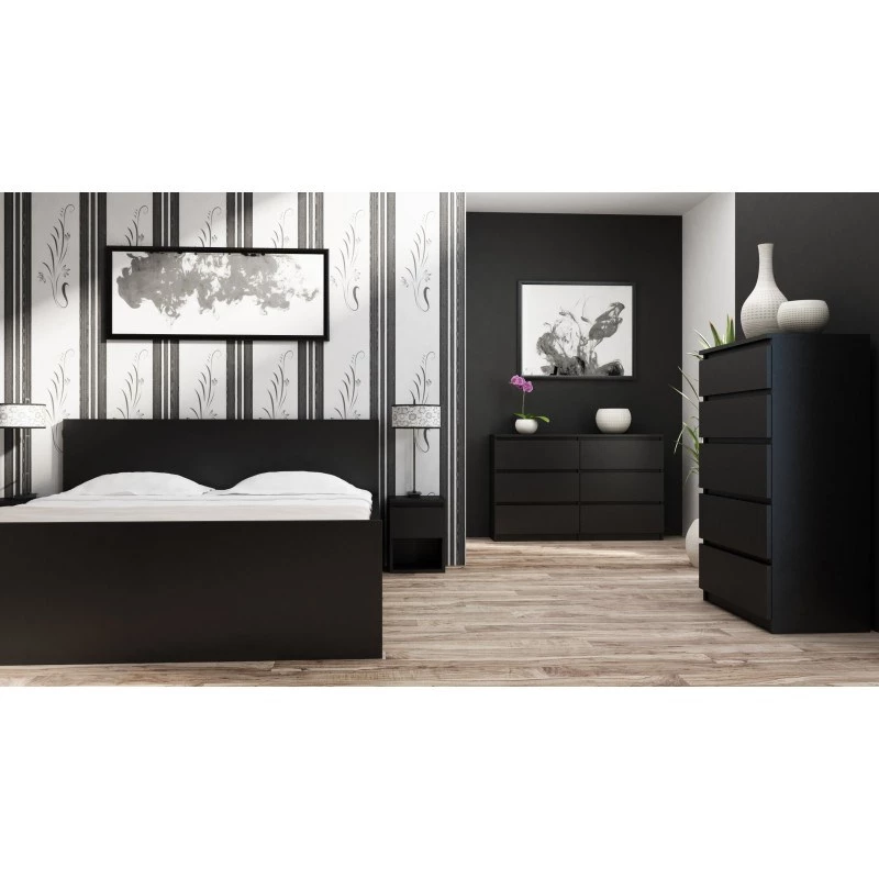 Komoda Top e Shop M5 CZERŃ, 5 zásuviek, čierna, 700×400×1120 mm, drevotrieska
