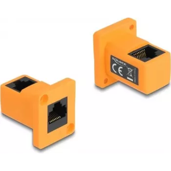 DeLOCK D-Type modul RJ45 konektor samica na samica 90° zahnutý oranžový
