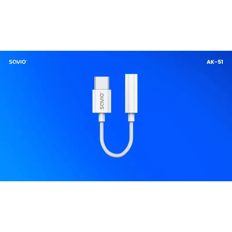 USB Type 3.1 C (M) – Jack 3.5mm (F) audio adaptér biela SAVIO AK-51