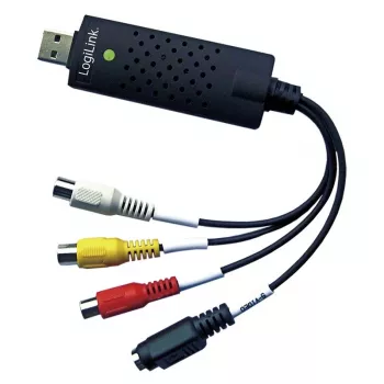 LogiLink USB 2.0 A/V grabber. USB A/M na 3xCinch + MiniDIN5/F. čierny