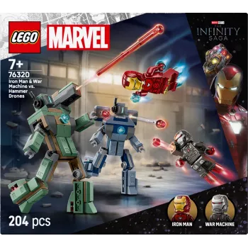 Konštrukčná hračka LEGO Marvel Super Heroes Iron Man War Machine sada 76320, 204 dielov, 2 minifigúrky, výška 100 mm