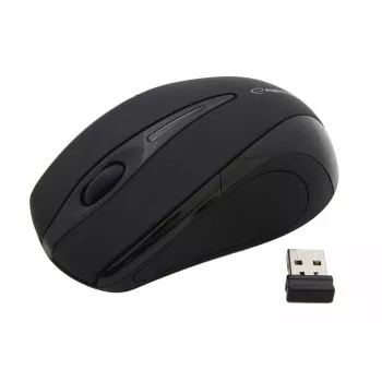 Káblová? Nie – Bezdrôtová RF myš ESPERANZA EM101K, pre obe ruky, 1000 DPI, 2,4 GHz nano-USB prijímač, čierna