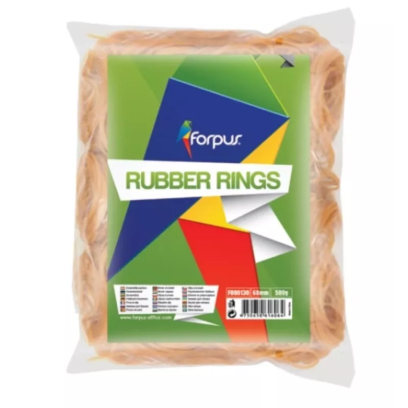 Elastické gumičky FORPUS Ø 60 mm, prírodná farba, balenie 500 g, 60 % gumy
