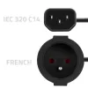 Napájací adaptér QOLTEC IEC 320 C14 na francúzsku zástrčku, 0,15 m kábel