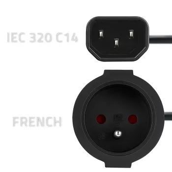 Napájací adaptér QOLTEC IEC 320 C14 na francúzsku zástrčku, 0,15 m kábel