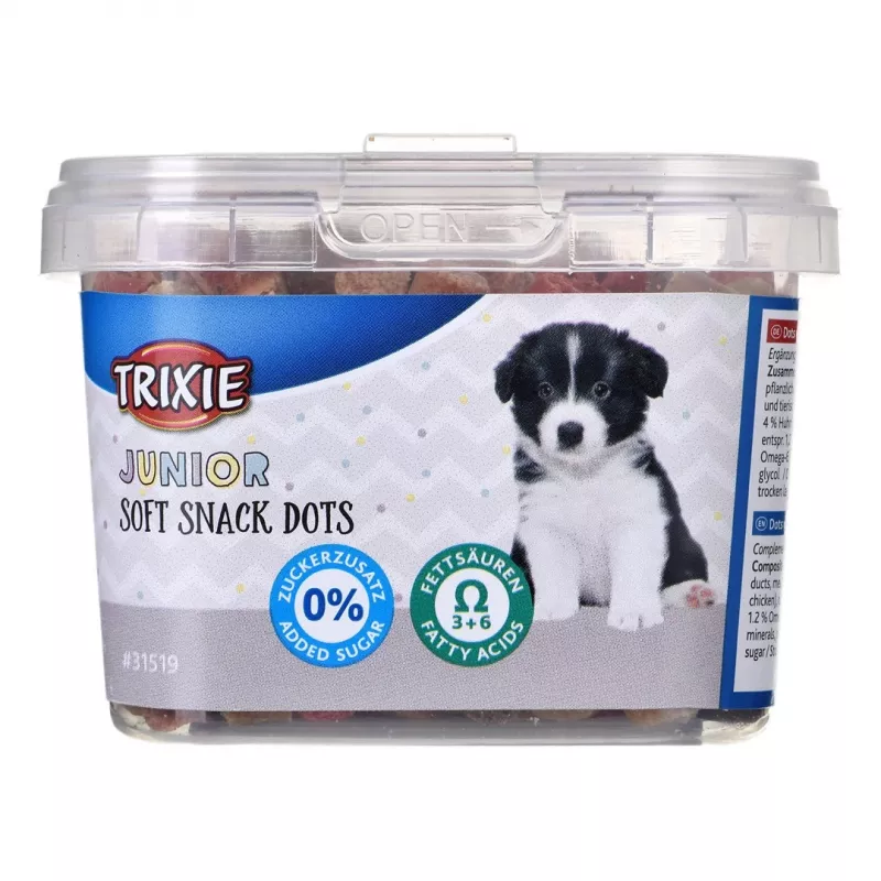 Tréningové pochúťky pre psov Trixie Junior Dots 140 g – mäkké lososové maškrty pre šteniatka