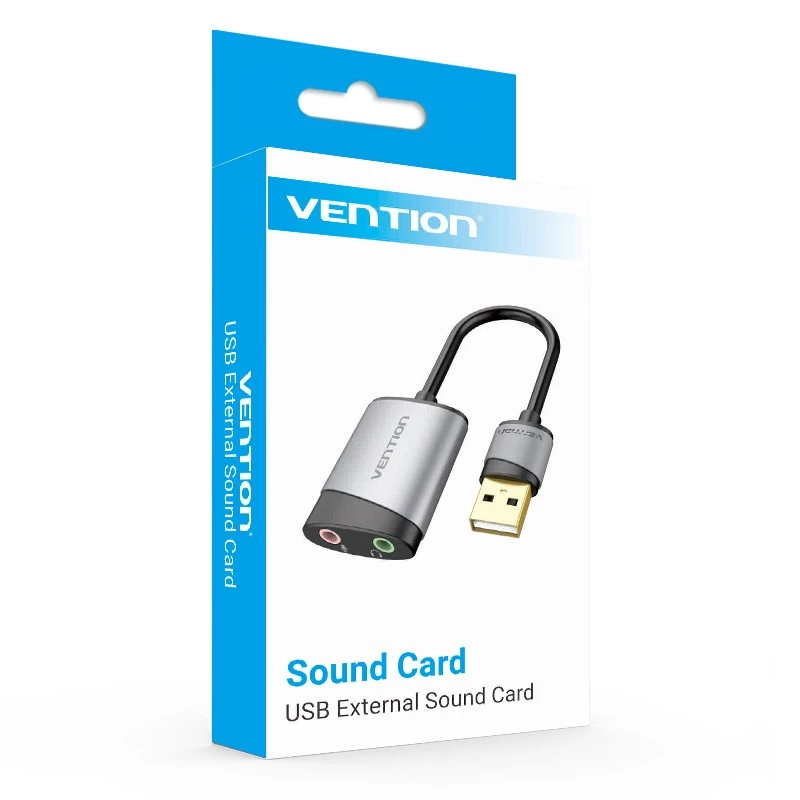 Vention USB externá zvuková karta 0,15M sivá kovový typ