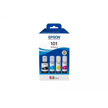 Originálna atramentová fľaša Epson EcoTank 4-farebná sada — čierna 127 ml, azúrová/purpurová/žltá 210 ml (C13T03V64A)