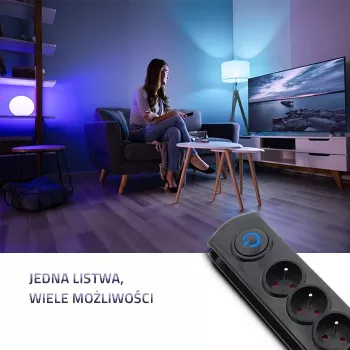 Prepäťová ochrana 5 zásuviek 3m čierna