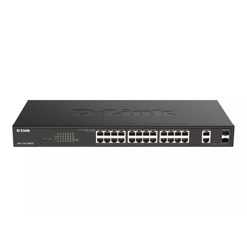 D-Link DGS-1100-26MPV2/E sieťový switch Managed L2 Gigabit Ethernet (10/100/1000) Power over Ethernet (PoE) čierny