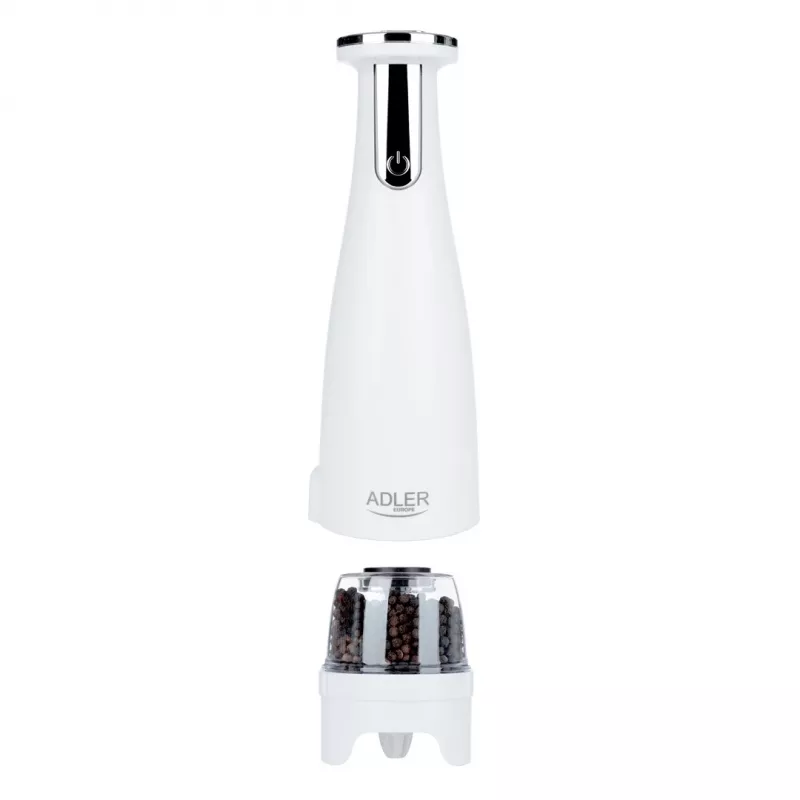 Sada mlynčekov na soľ a korenie Adler AD 4449W oceľ biela, keramický mlynček, 150 ml, USB-C nabíjateľná