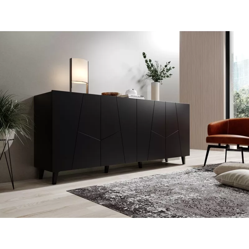 Komoda Cama Meble ETNA 2000×420×820 mm, čierna matná, drevotrieska