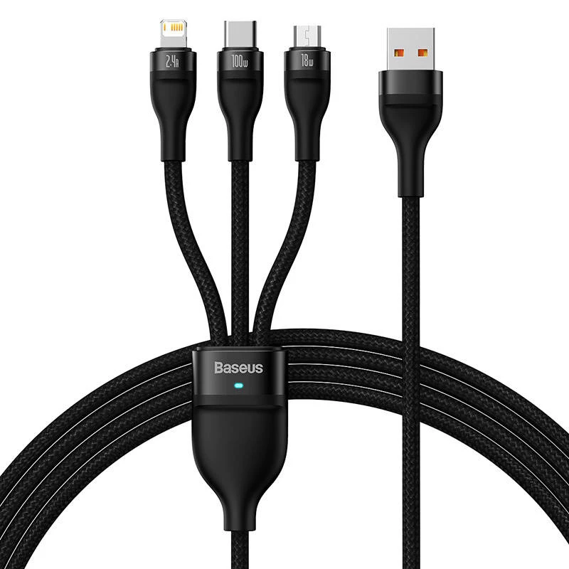 USB kábel Baseus SUP0003351 1,2 m USB A USB C/Micro USB-A/Lightning čierny