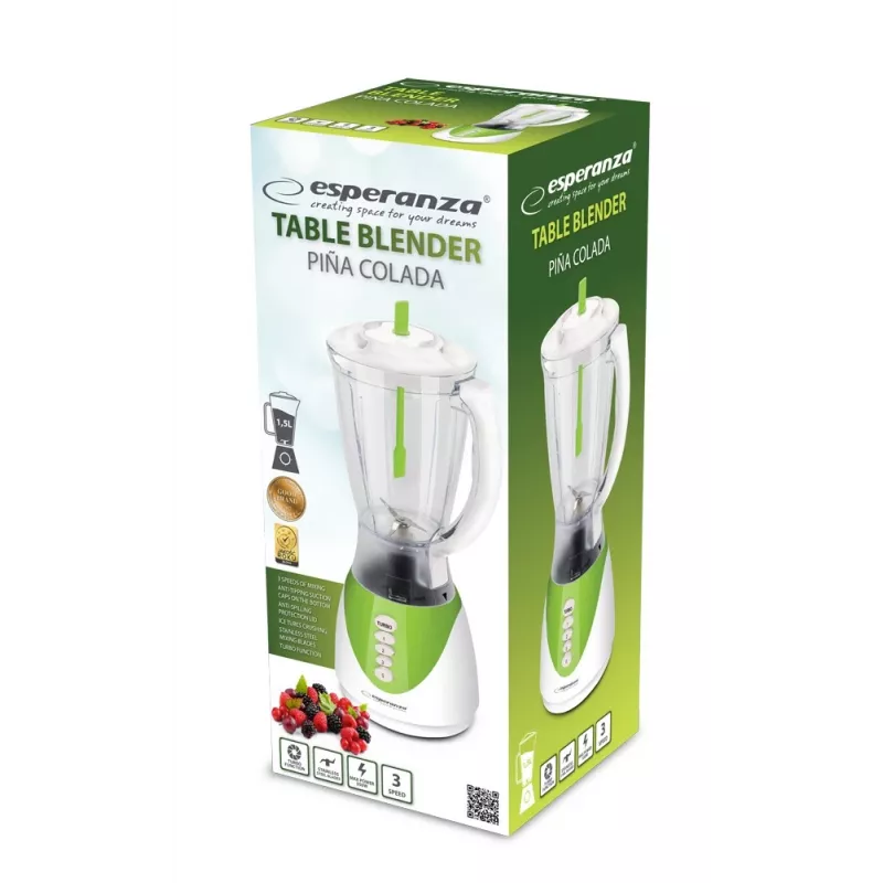 Stolový mixér ESPERANZA EKM023G Piña Colada zelený, 350 W, 1,5-litrová nádoba, 3 programy, čepele z nehrdzavejúcej ocele