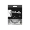 USB 2.0 A konektor samec na B konektor samec kábel, 1,8 m, sivý