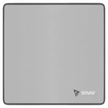 Gaming podložka pod myš SAVIO Turbo Dynamic S — sivá, 250×250 mm, hrúbka 2 mm, prešívané okraje, protišmyková gumená základňa