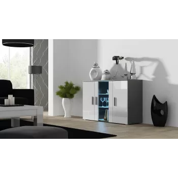 Cama komoda 120 cm SOHO S7 sivá/biela lesklá