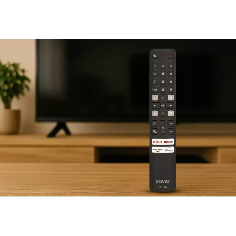 SAVIO univerzálny diaľkový ovládač RC-15 pre TCL SMART TV, IR Wireless, čierny, dosah 10 m