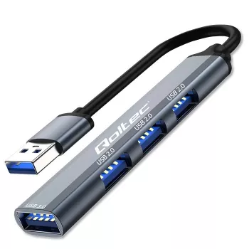 USB hub QOLTEC 53793 — USB 3.0 vstup, 3× USB 2.0 porty