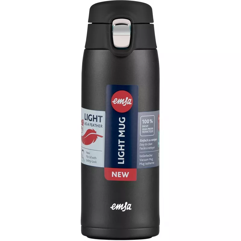 Cestovný hrnček EMSA N2151700 0,4 l, čierny matný, flip uzáver