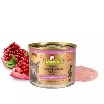 Mokré krmivo pre mačky Fox4Pets Symphonie No.2 krevety a morka 200 g, kompletné krmivo pre dospelé mačky, bielkoviny 11 %, tuk 5,7 %, vlhkosť 80 %