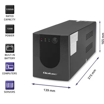 Záložný zdroj UPS Qoltec 53775 1,2 kVA 720 W 4 AC zásuvky