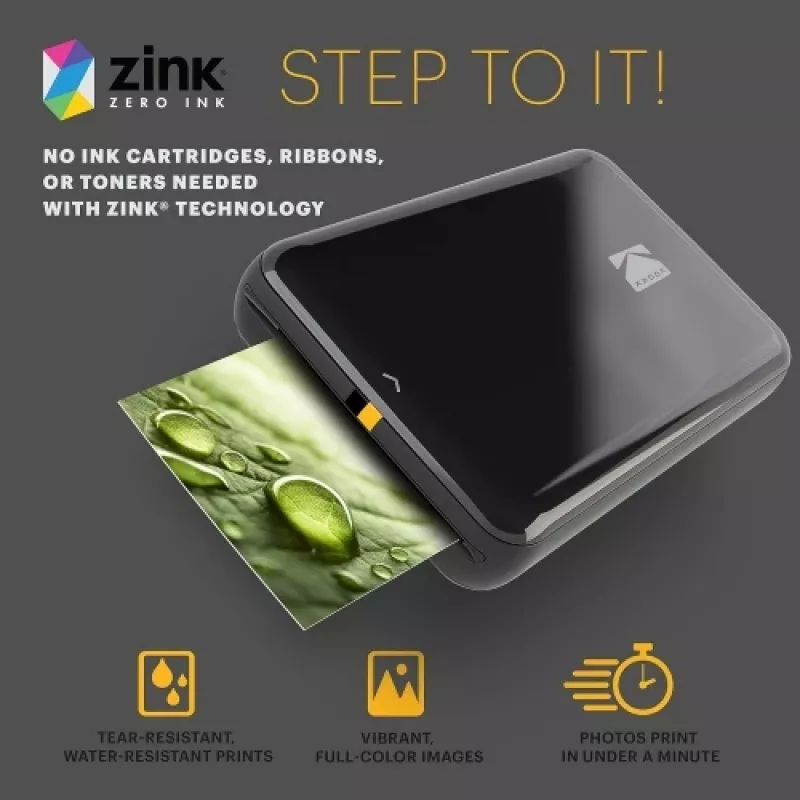 Kodak STEP prenosná mobilná fototlačiareň farba ZINK 2x3'' 1 ppm, Bluetooth, čierna