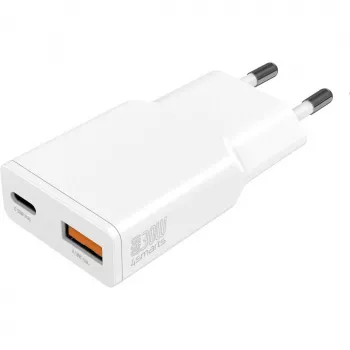 Nabíjačka 4smarts PDPlug Duos tenká smartfón tablet biela AC rýchlonabíjanie