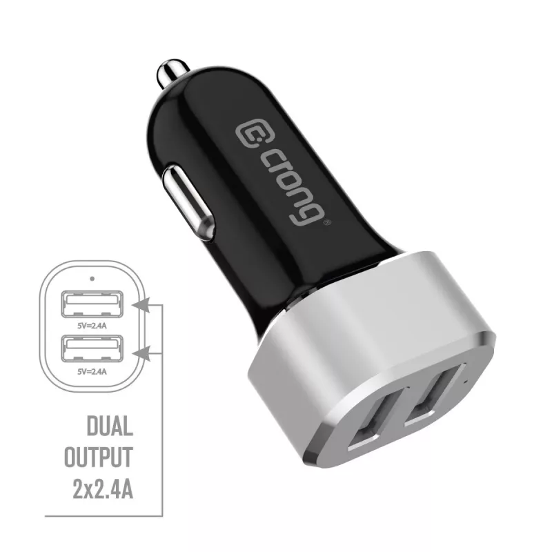 Auto nabíjačka 2xUSB 2,4A hliník