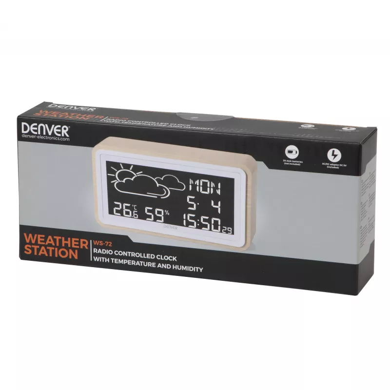Digitálna meteostanica Denver WS-72 drevo LCD DC/batéria