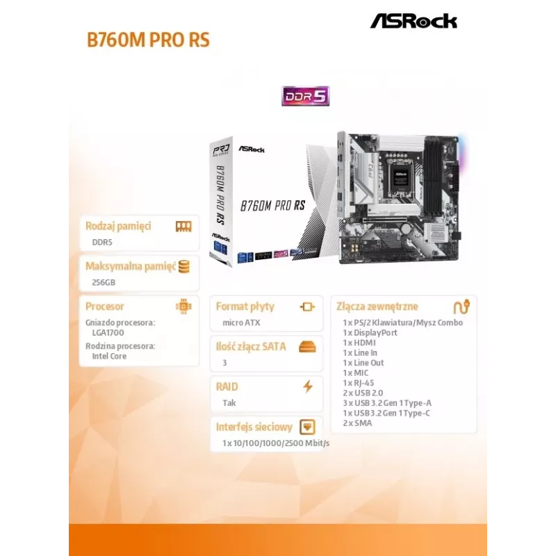 ASRock B760M Pro RS DDR5 Micro-ATX základná doska