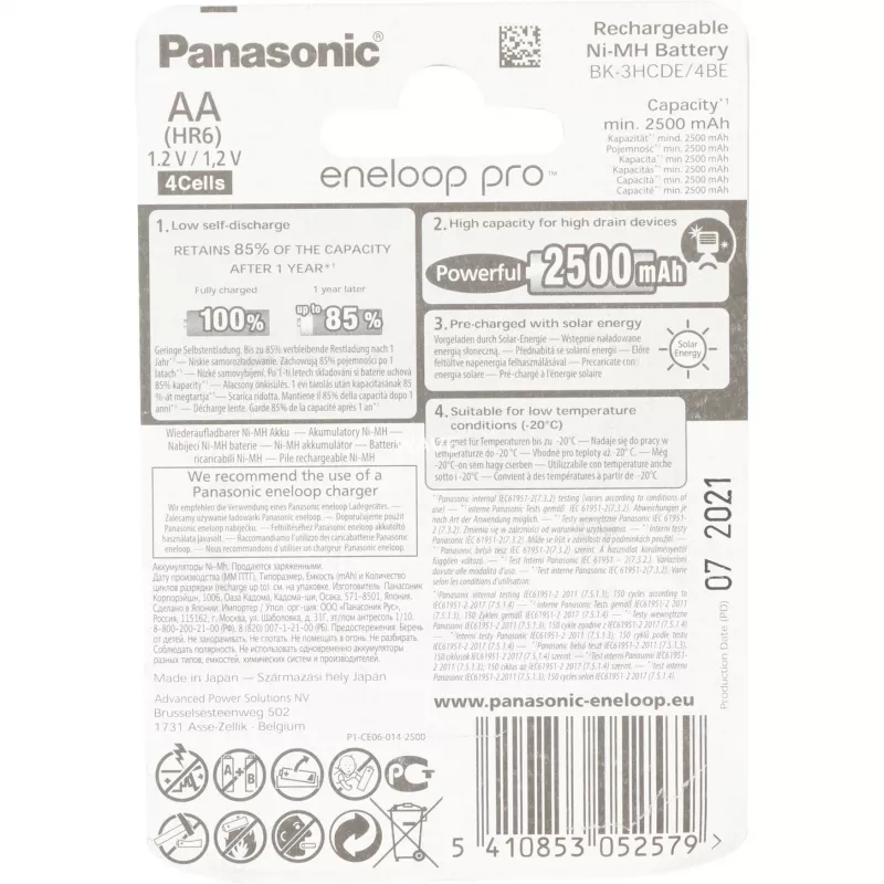 Nabíjateľná batéria AA Panasonic BK-3HCCE/4BE NiMH 1,2 V 4 kusy