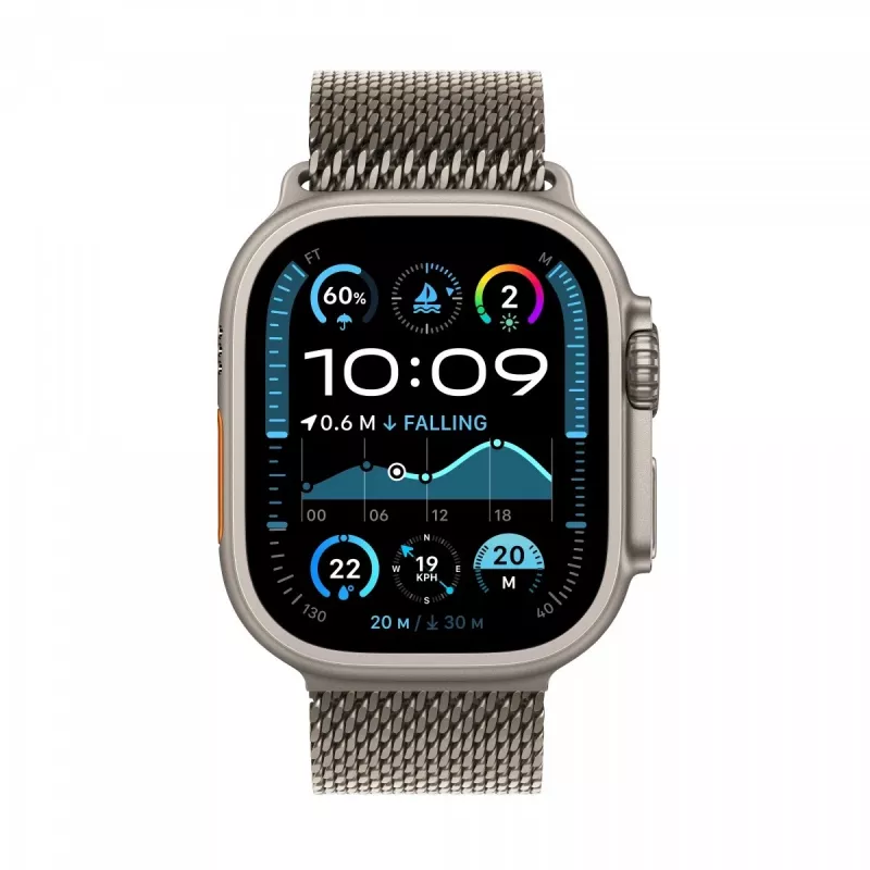 Watch Ultra 2 GPS + Cellular 49 mm Natural Titanium puzdro s Natural Titanium Milanese Loop - M