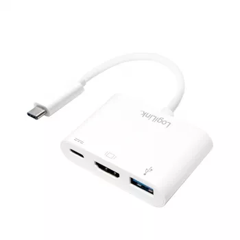 LogiLink 0,14 m 2xUSB-C HDMI USB A biela